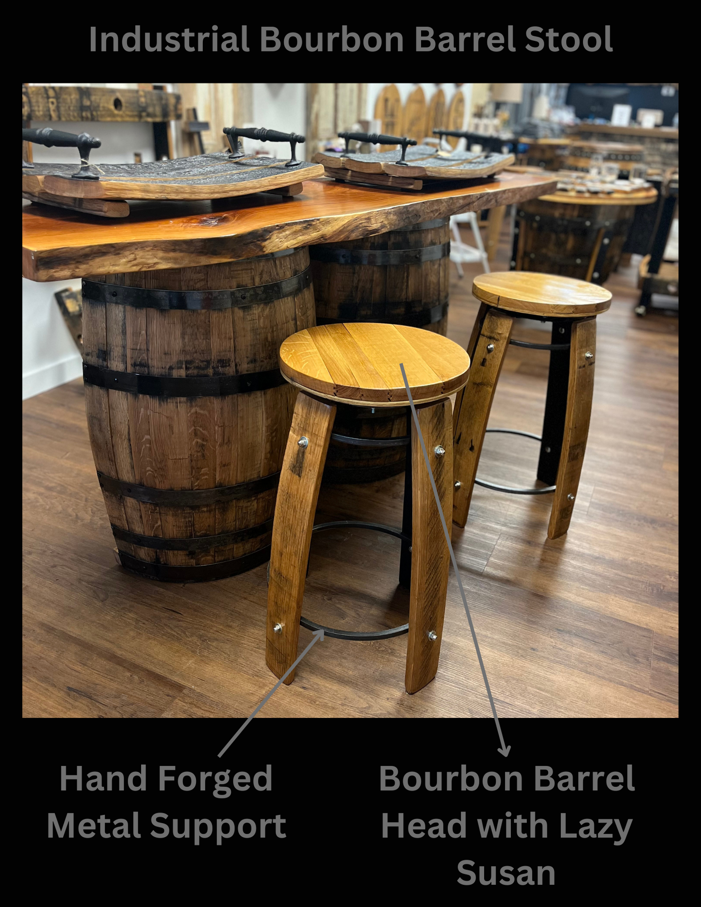 Industrial Bourbon Barrel Stool