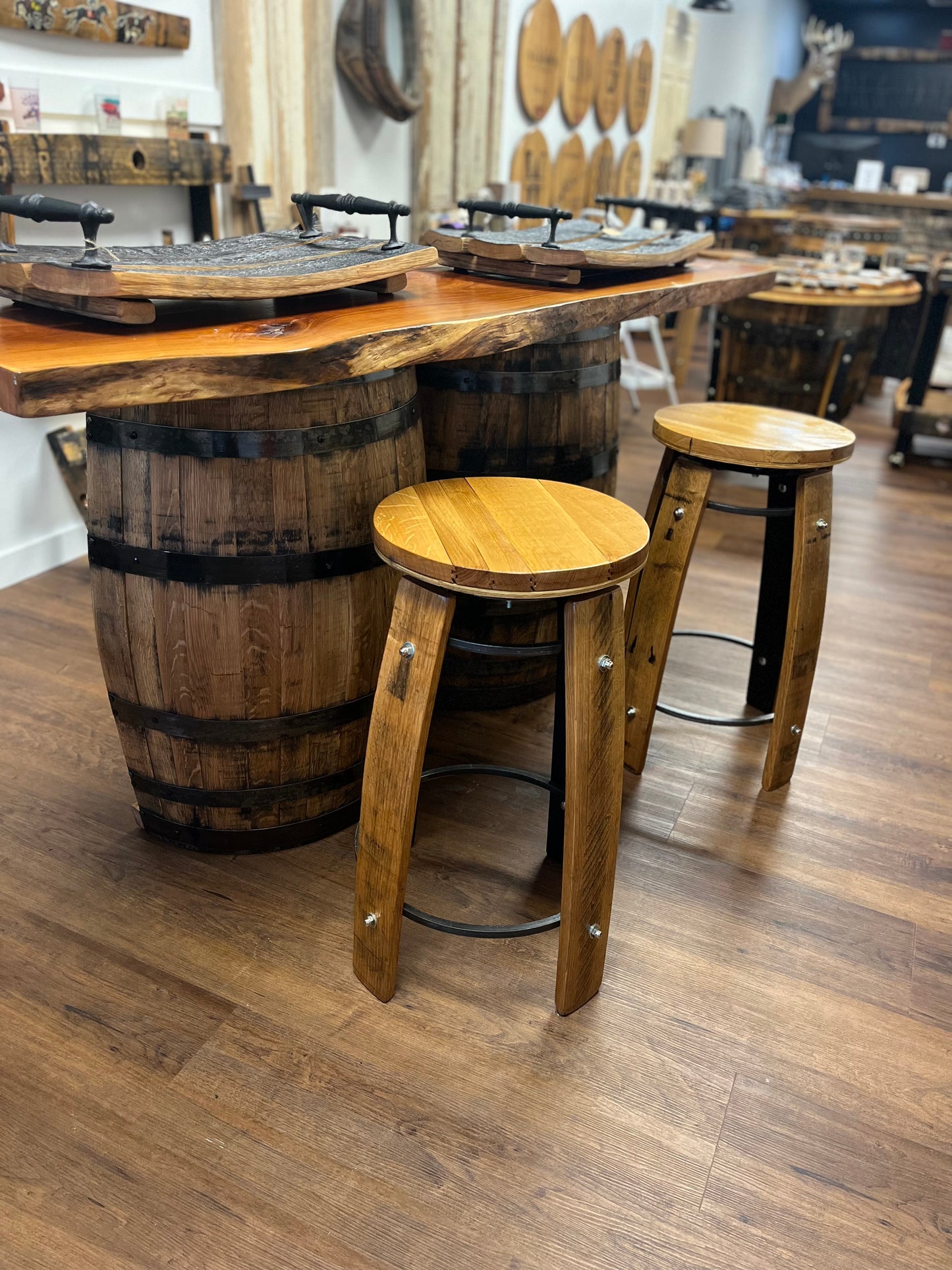 Industrial Bourbon Barrel Stool