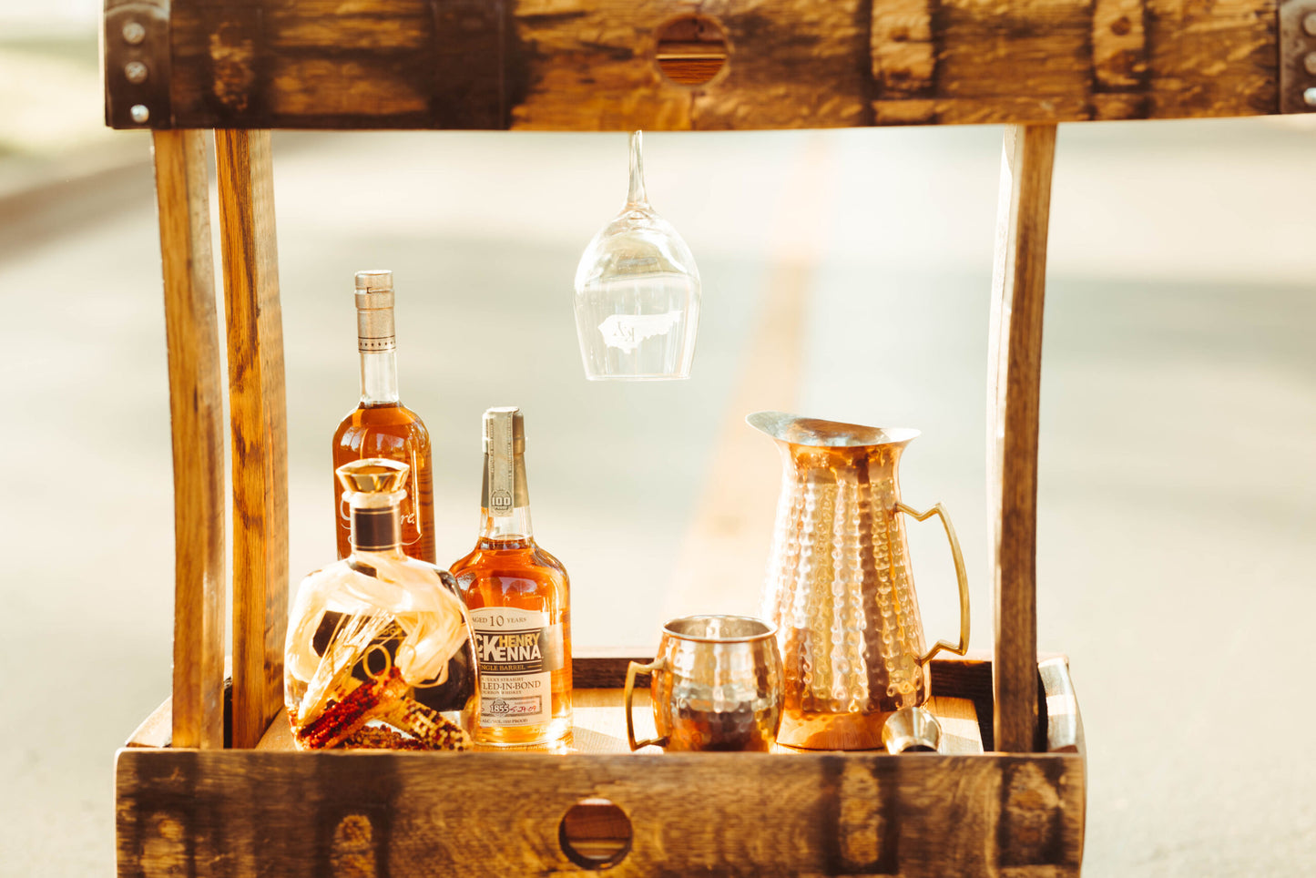 Bourbon Barrel Stave Coffee Cart