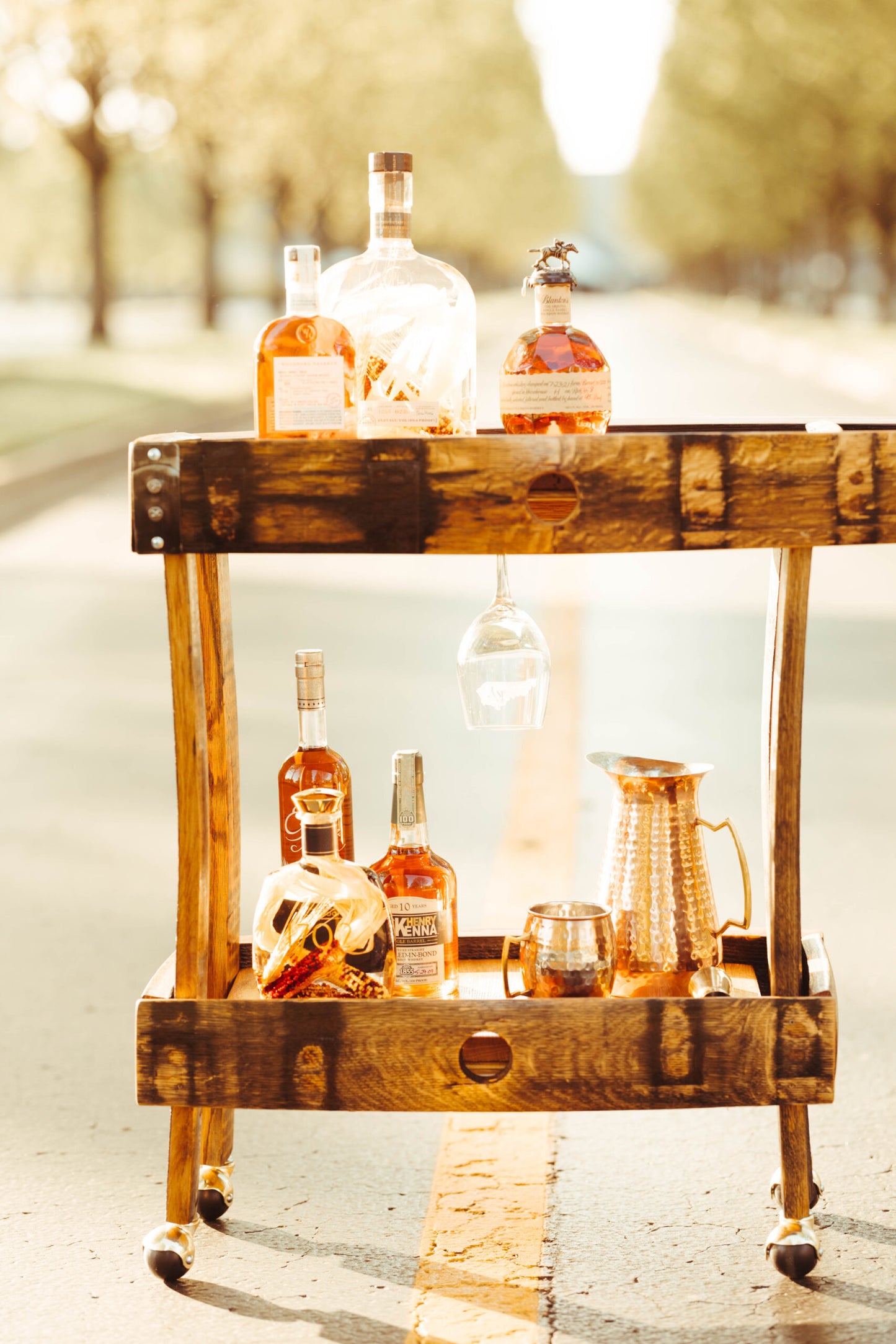 Bourbon Barrel Stave Coffee Cart