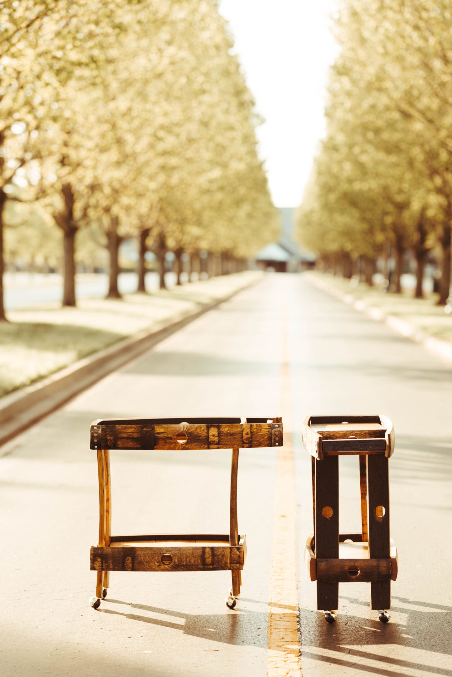 Bourbon Barrel Stave Coffee Cart