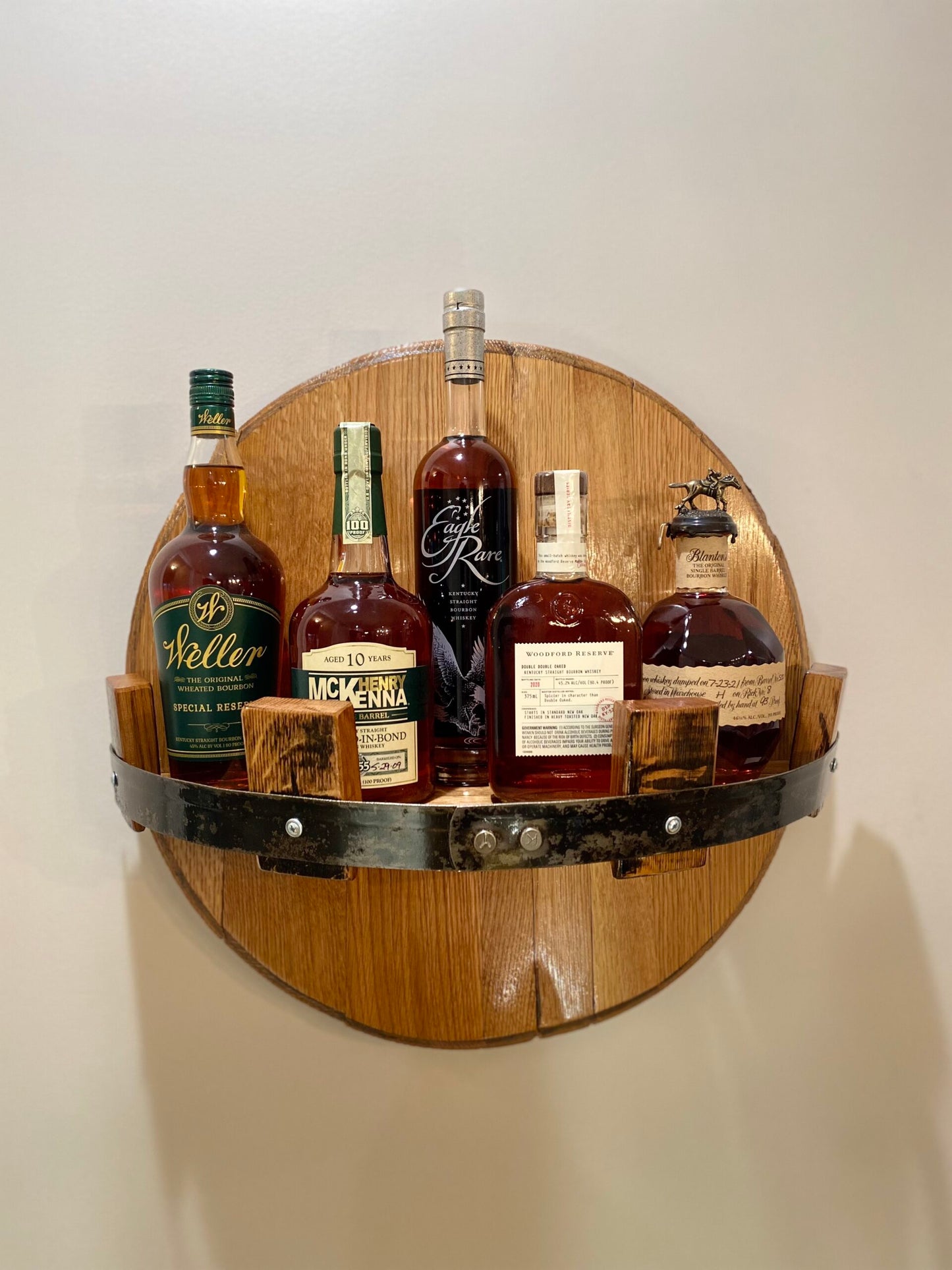 Bourbon Barrel Head Wall Shelf