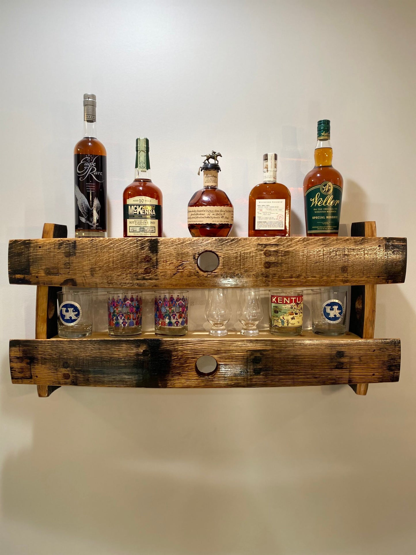 Bourbon Barrel Stave Hanging Shelf