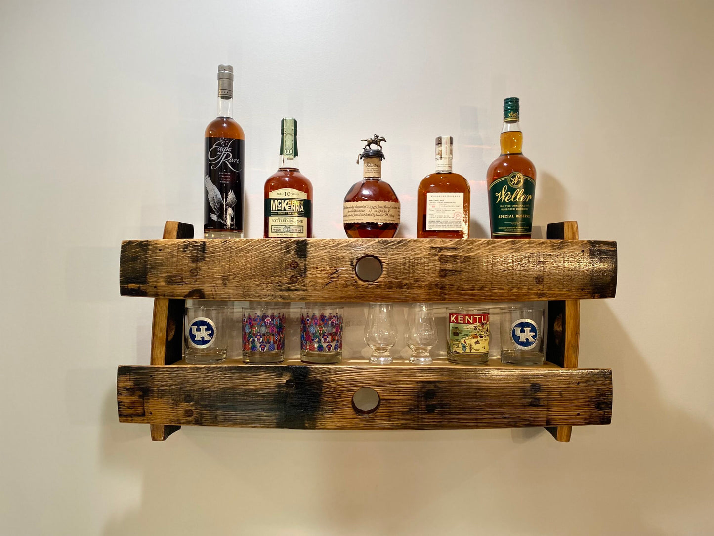 Bourbon Barrel Stave Hanging Shelf