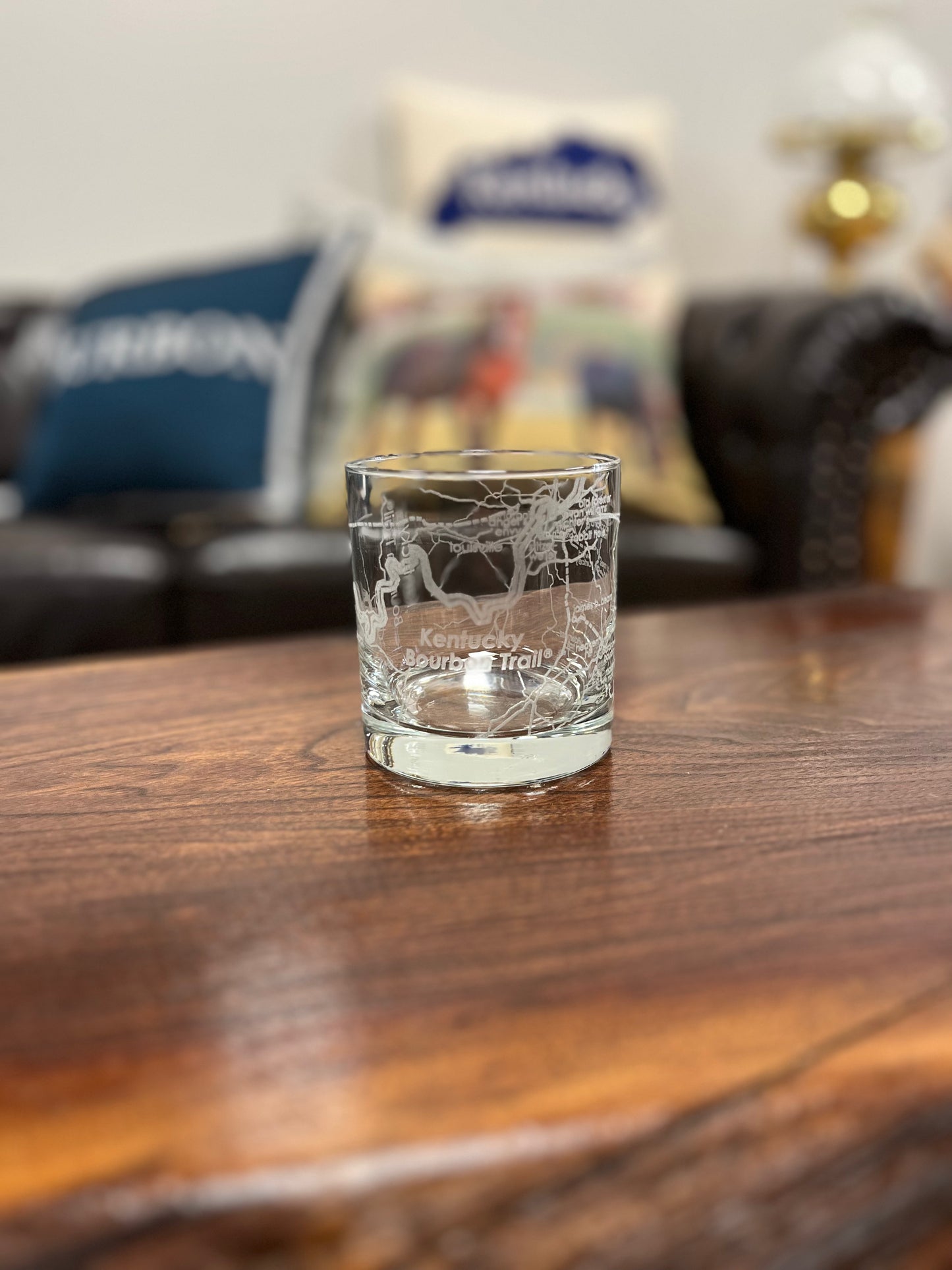 Kentucky Bourbon Trail Etched Rock Glass