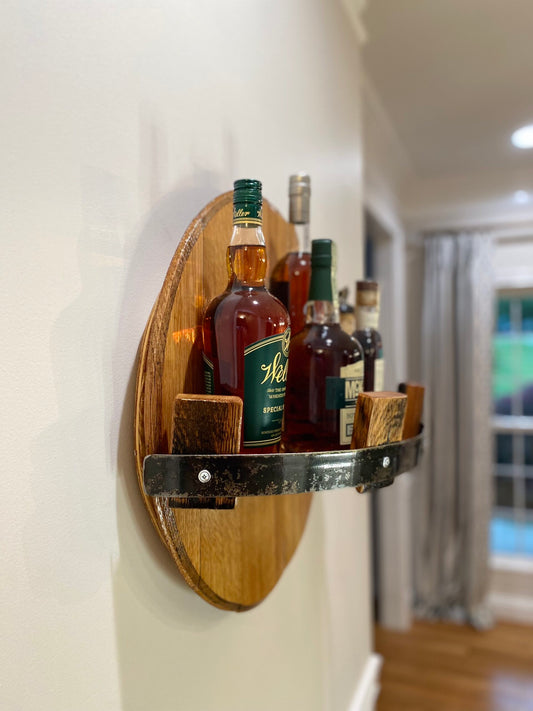 Bourbon Barrel Head Wall Shelf