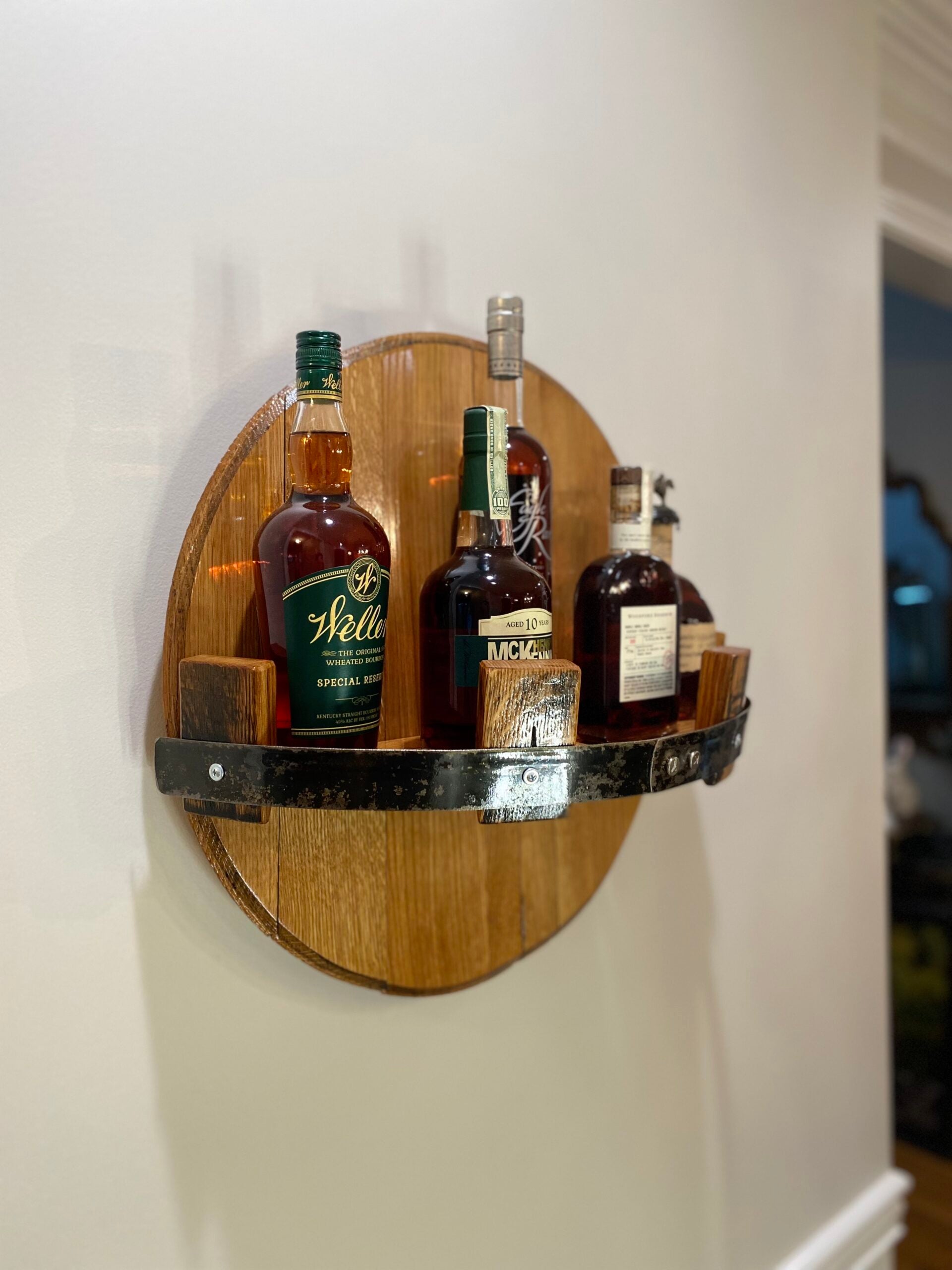 Wine barrel wall discount shelf