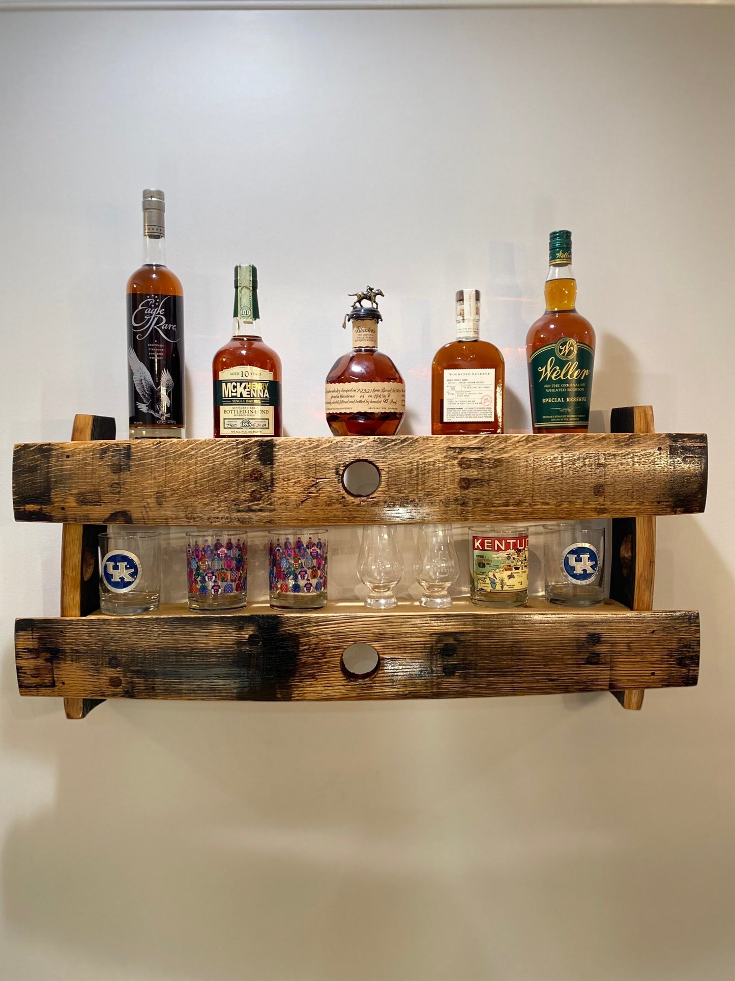 Bourbon Barrel Stave Hanging Shelf