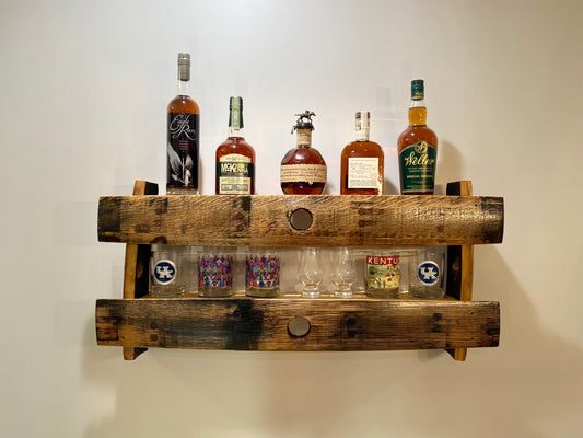 Bourbon Barrel Stave Hanging Shelf